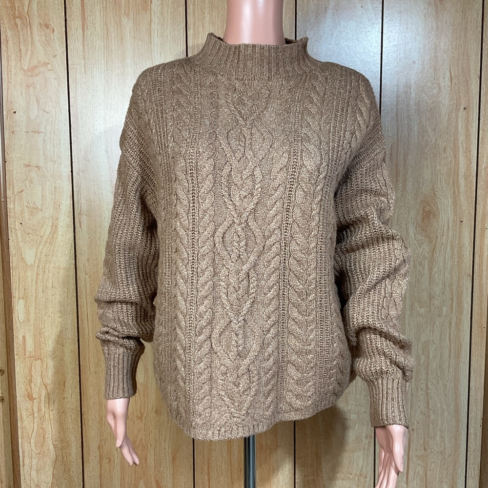 Old Navy Cable Knit Mock Neck Sweater - Tan